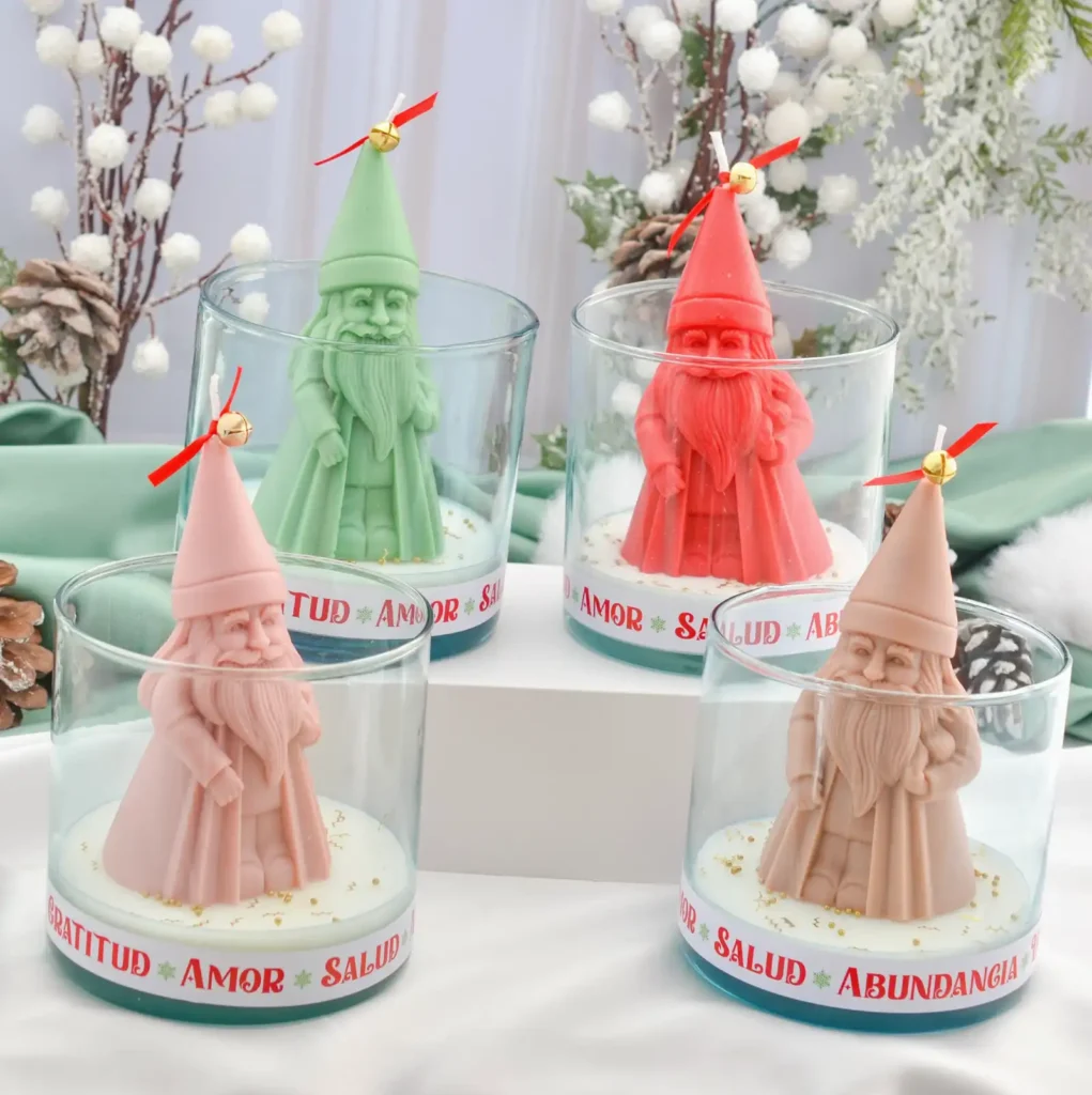 Vela Vidrio Papa Noel